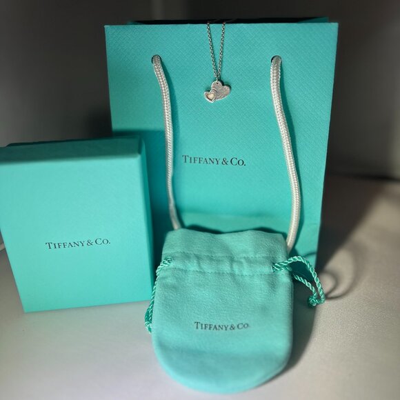 Authentic Tiffany & Co. Sweet Heart Double Hearts Charm Silver Necklace - Picture 2 of 7